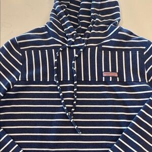 Vineyard Vines Blue and White Striped Hoodie with Nautical Charm